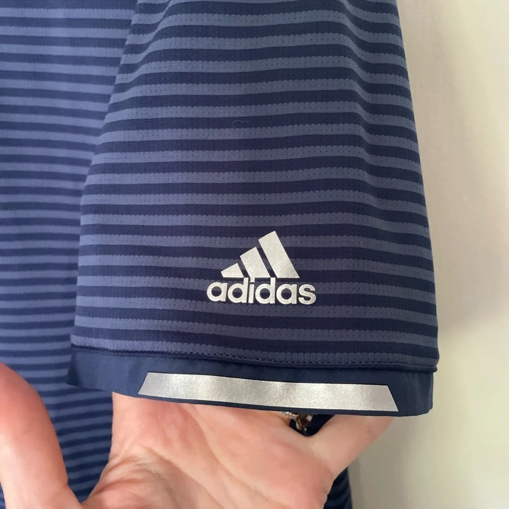 Adidas Old Natchez Country Club - Climachill Navy Tonal Stripe Golf Polo - Sz L​